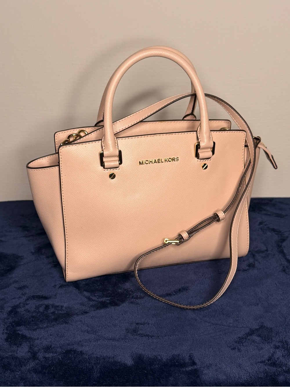 Michael Kors Pale Pink Saffiano Satchel with Shoulder Strap